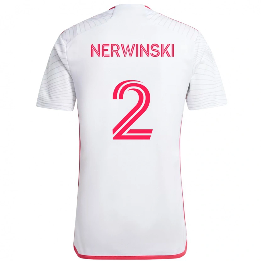 Danxen Femme Maillot Jake Nerwinski #2 Blanc Magenta Tenues Extérieur 2025/26 T-Shirt