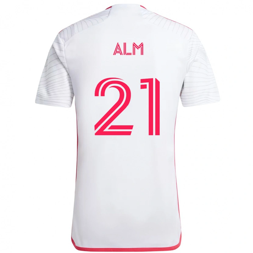 Danxen Femme Maillot Rasmus Alm #21 Blanc Magenta Tenues Extérieur 2025/26 T-Shirt