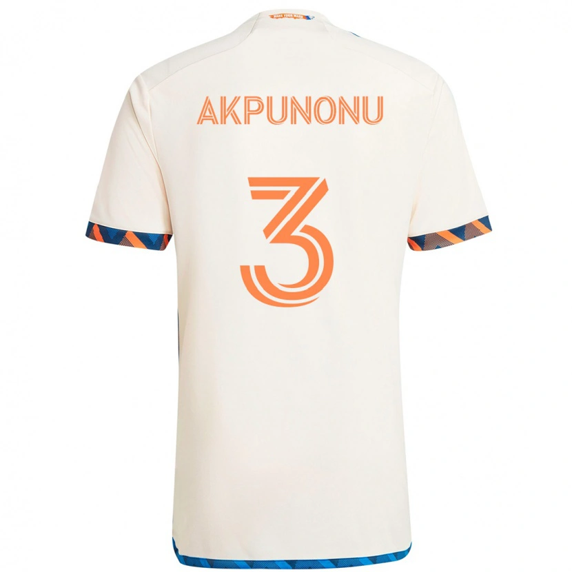 Danxen Femme Maillot Joey Akpunonu #3 Blanc Bleu Orange Tenues Extérieur 2025/26 T-Shirt