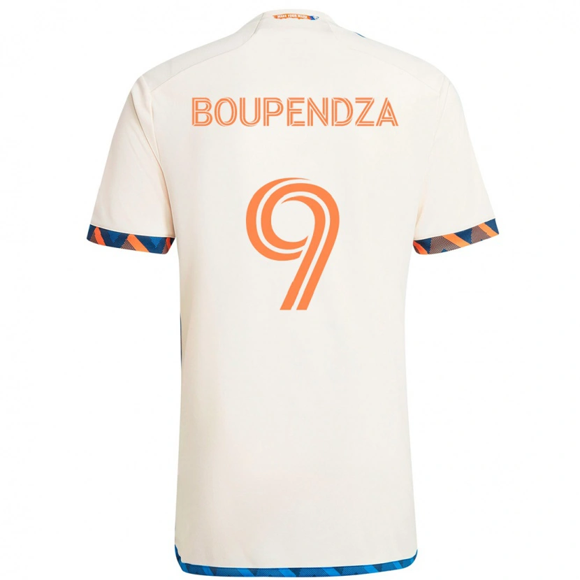 Danxen Femme Maillot Aaron Boupendza #9 Bleu Foncé Orange Tenues Extérieur 2025/26 T-Shirt