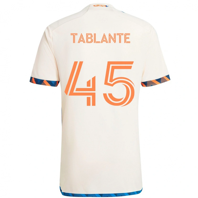 Danxen Femme Maillot Moises Tablante #45 Blanc Bleu Orange Tenues Extérieur 2025/26 T-Shirt