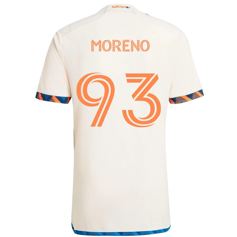 Danxen Femme Maillot Júnior Moreno #93 Blanc Bleu Orange Tenues Extérieur 2025/26 T-Shirt