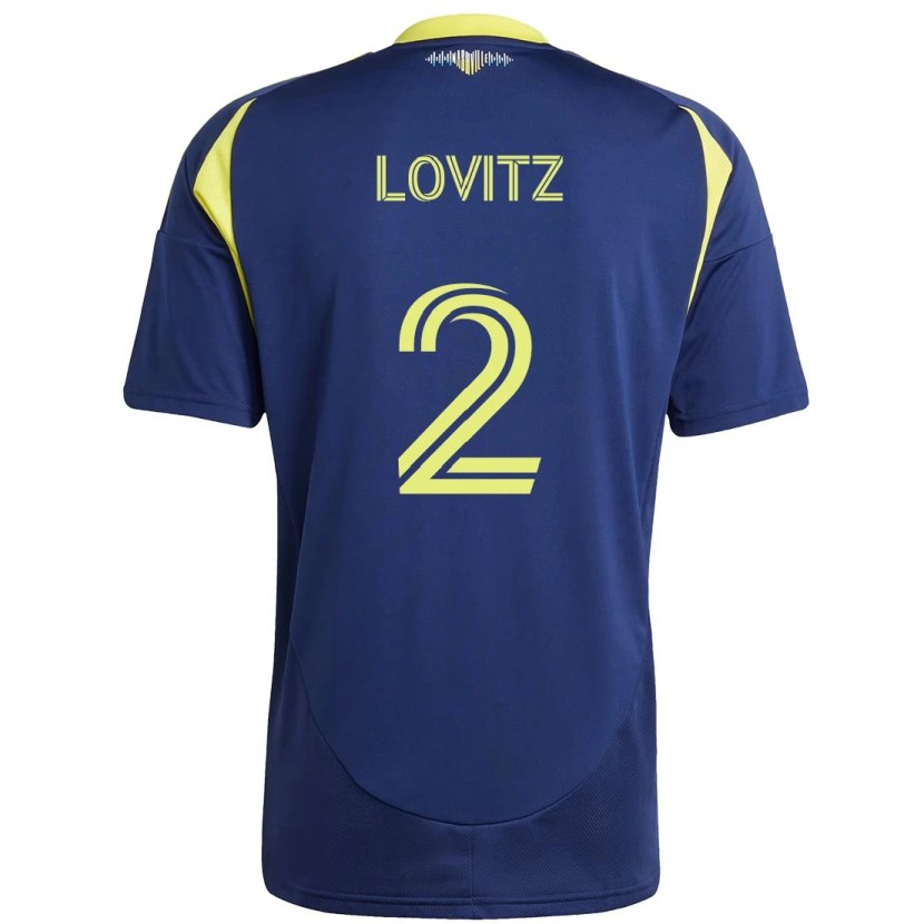 Danxen Femme Maillot Daniel Lovitz #2 Bleu Marine Jaune Tenues Extérieur 2025/26 T-Shirt