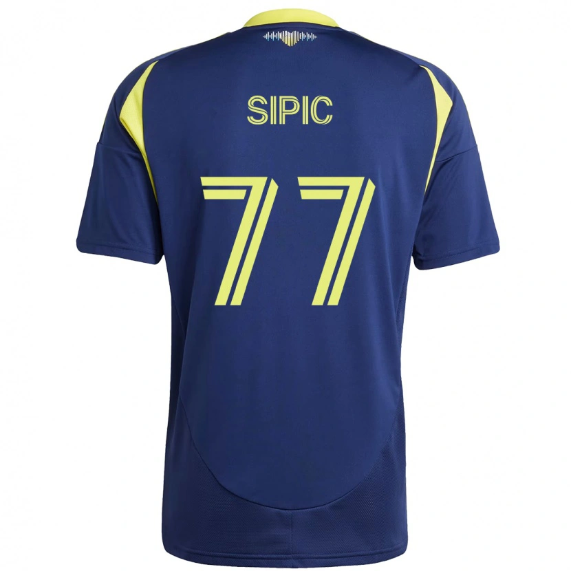Danxen Femme Maillot Adem Sipić #77 Bleu Marine Jaune Tenues Extérieur 2025/26 T-Shirt