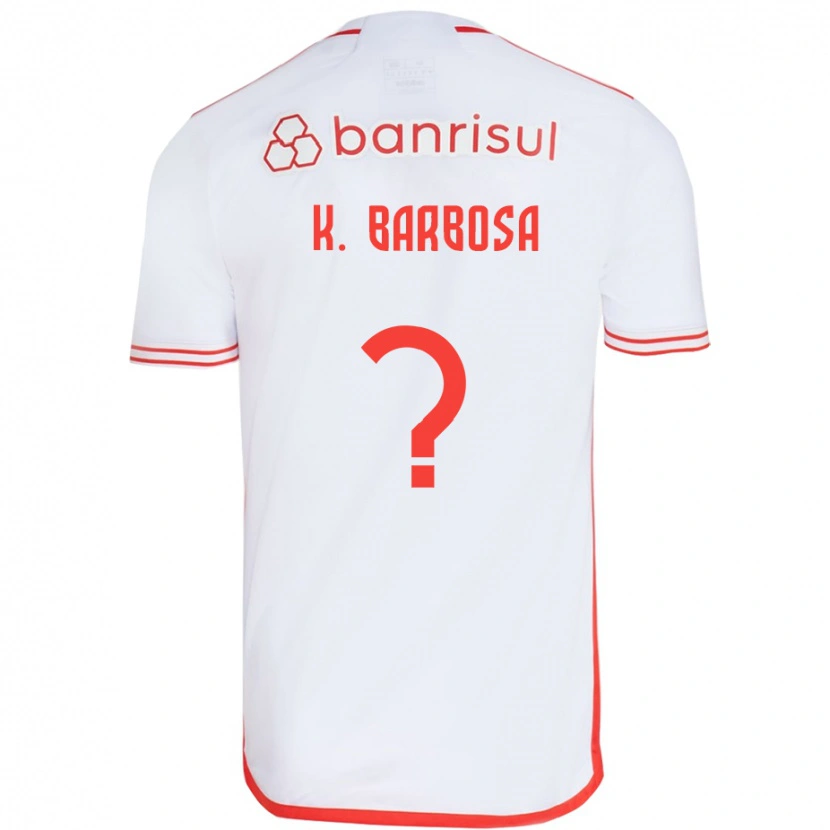 Danxen Femme Maillot Kauã Barbosa #0 Blanc Rouge Tenues Extérieur 2025/26 T-Shirt