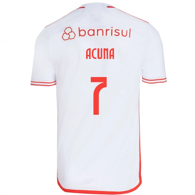 Danxen Femme Maillot Yenny Acuña #7 Blanc Rouge Tenues Extérieur 2025/26 T-Shirt