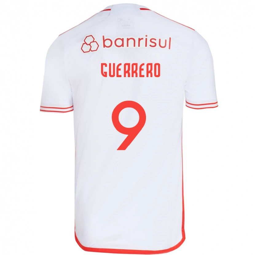 Danxen Femme Maillot Paolo Guerrero #9 Blanc Rouge Tenues Extérieur 2025/26 T-Shirt