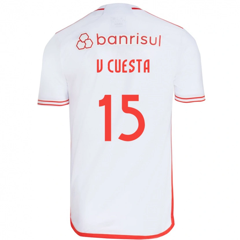 Danxen Femme Maillot Victor Cuesta #15 Blanc Rouge Tenues Extérieur 2025/26 T-Shirt