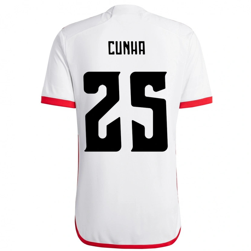 Danxen Femme Maillot Matheus Cunha #25 Rouge Noir Tenues Extérieur 2025/26 T-Shirt