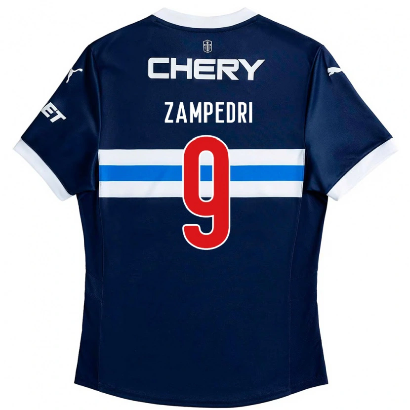 Danxen Femme Maillot Fernando Zampedri #9 Noir Bleu Tenues Extérieur 2025/26 T-Shirt