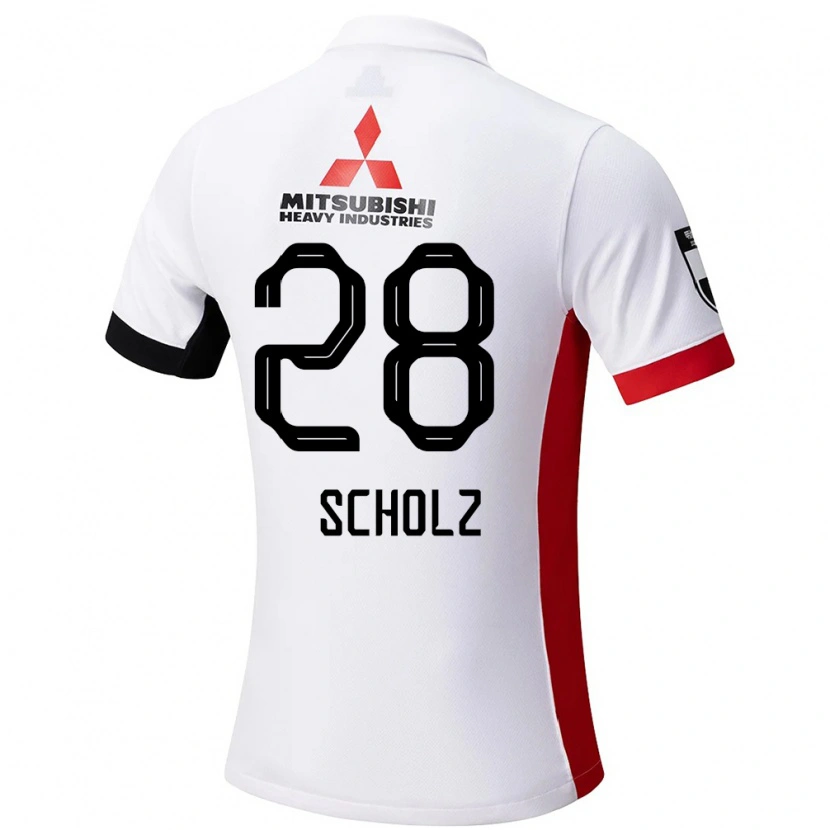 Danxen Femme Maillot Alexander Scholz #28 Rouge Blanc Tenues Extérieur 2025/26 T-Shirt