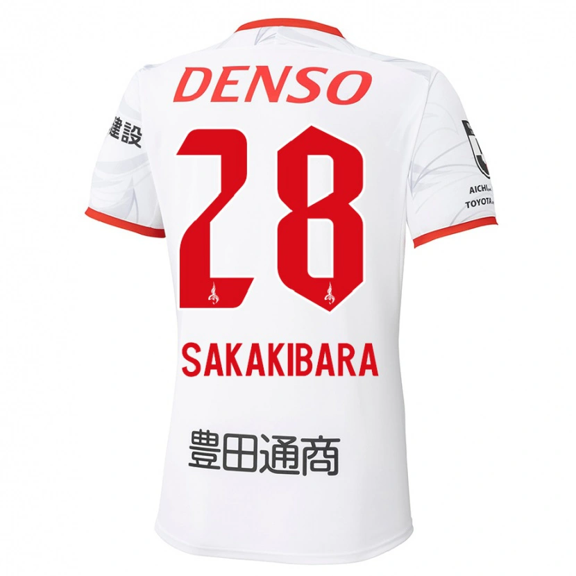 Danxen Femme Maillot Kyota Sakakibara #28 Blanc Rouge Tenues Extérieur 2025/26 T-Shirt