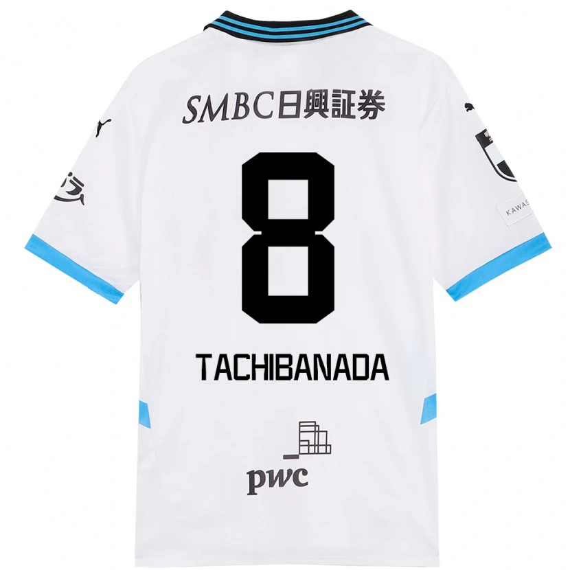 Danxen Femme Maillot Kento Tachibanada #8 Blanc Bleu Ciel Tenues Extérieur 2025/26 T-Shirt