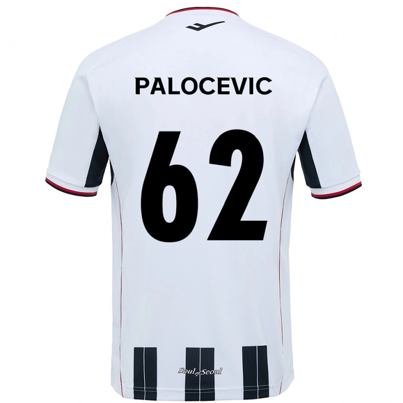 Danxen Femme Maillot Aleksandar Palocevic #62 Blanc Noir Tenues Extérieur 2025/26 T-Shirt