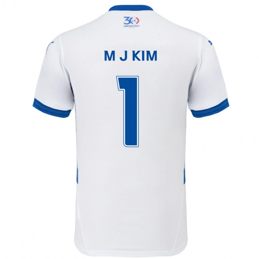Danxen Femme Maillot Min-Jun Kim #1 Blanc Bleu Royal Tenues Extérieur 2025/26 T-Shirt