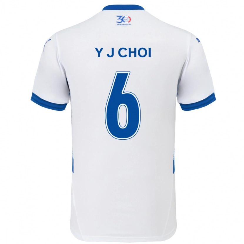 Danxen Femme Maillot Young-Jun Choi #6 Blanc Bleu Royal Tenues Extérieur 2025/26 T-Shirt
