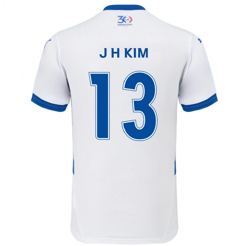 Danxen Femme Maillot Jung-Hoon Kim #13 Blanc Bleu Royal Tenues Extérieur 2025/26 T-Shirt