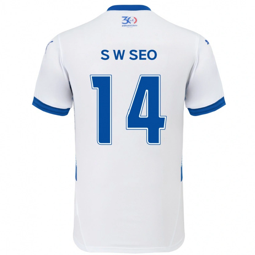 Danxen Femme Maillot Woo-Seong Seo #14 Blanc Bleu Royal Tenues Extérieur 2025/26 T-Shirt