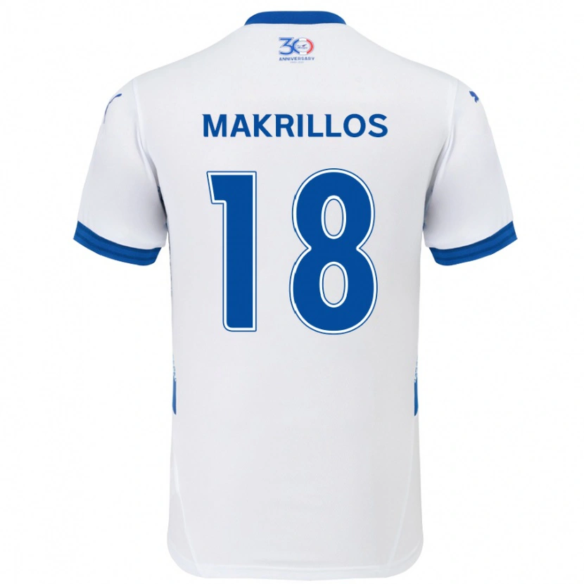 Danxen Femme Maillot Peter Makrillos #18 Blanc Bleu Royal Tenues Extérieur 2025/26 T-Shirt