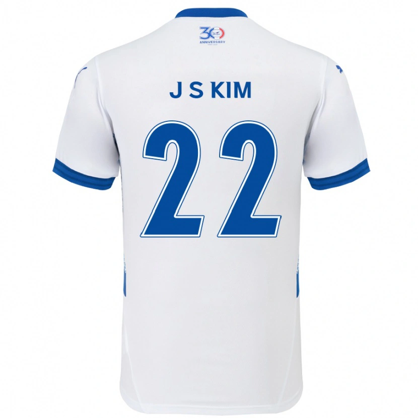Danxen Femme Maillot Sang-Jun Kim #22 Blanc Bleu Royal Tenues Extérieur 2025/26 T-Shirt