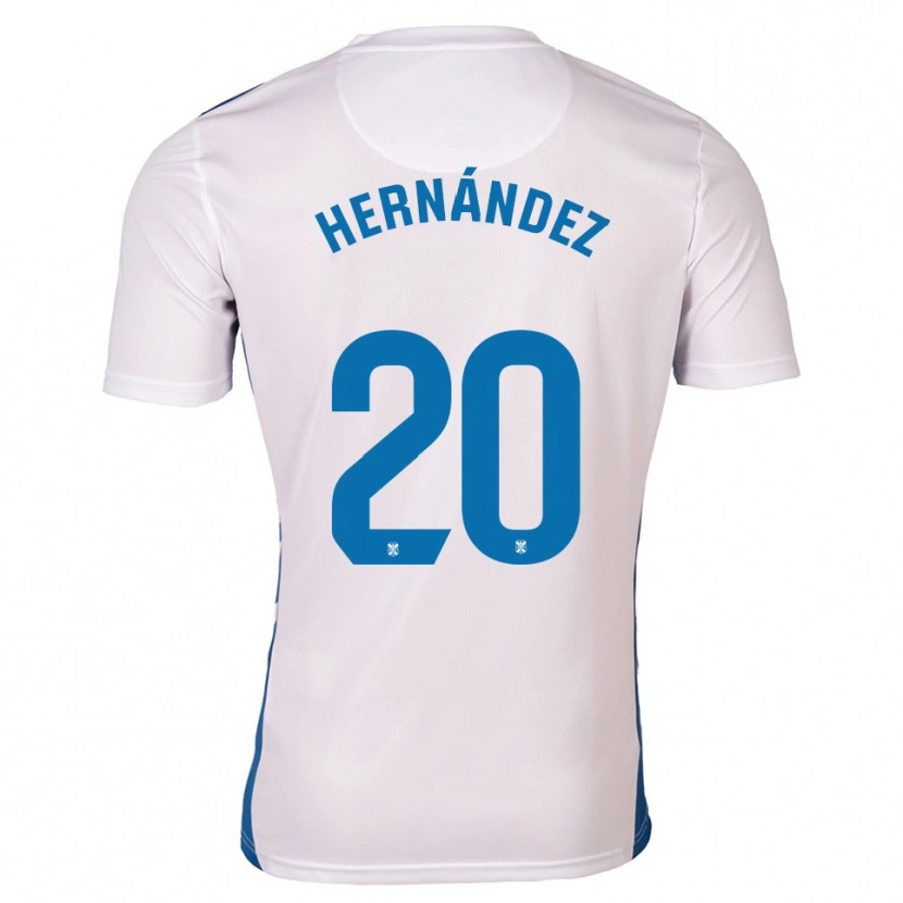 Danxen Femme Maillot Jesús Hernández #20 Blanc Bleu Tenues Domicile 2025/26 T-Shirt