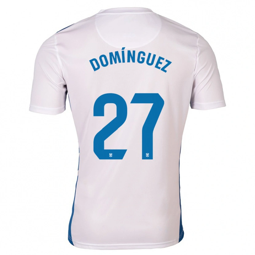 Danxen Femme Maillot Carlos Domínguez #27 Blanc Bleu Tenues Domicile 2025/26 T-Shirt