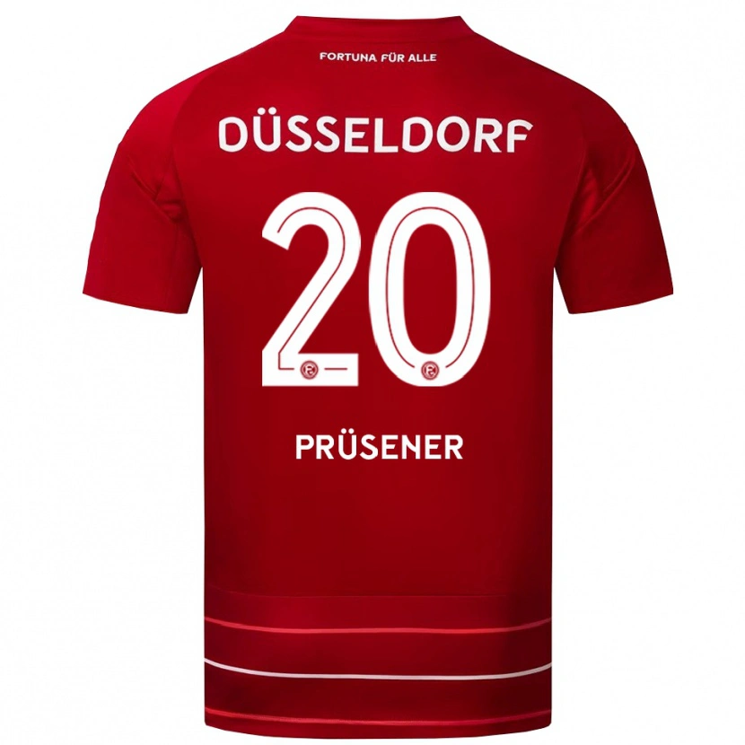 Danxen Femme Maillot Tom Prüsener #20 Rouge Blanc Tenues Domicile 2025/26 T-Shirt