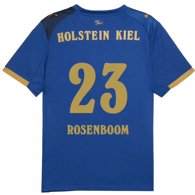 Danxen Femme Maillot Lasse Rosenboom #23 Bleu Doré Tenues Domicile 2025/26 T-Shirt