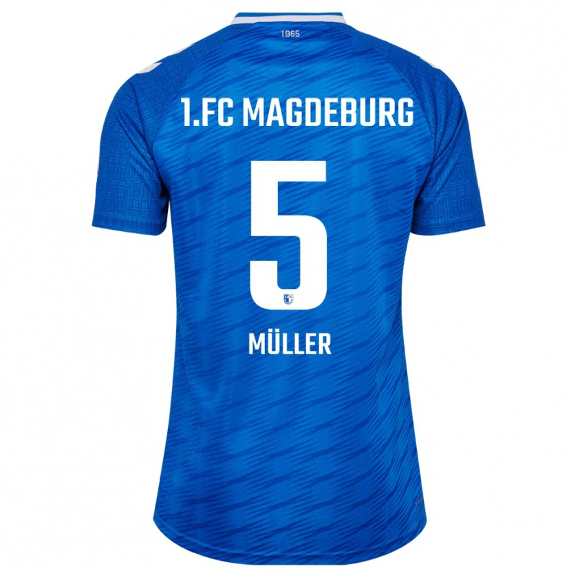 Danxen Femme Maillot Tobias Müller #5 Bleu Blanc Tenues Domicile 2025/26 T-Shirt