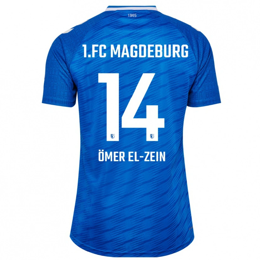 Danxen Femme Maillot Abu-Bekir Ömer El-Zein #14 Bleu Blanc Tenues Domicile 2025/26 T-Shirt