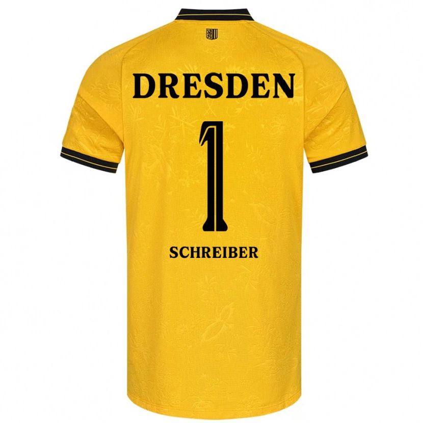 Danxen Femme Maillot Tim Schreiber #1 Jaune Noir Tenues Domicile 2025/26 T-Shirt