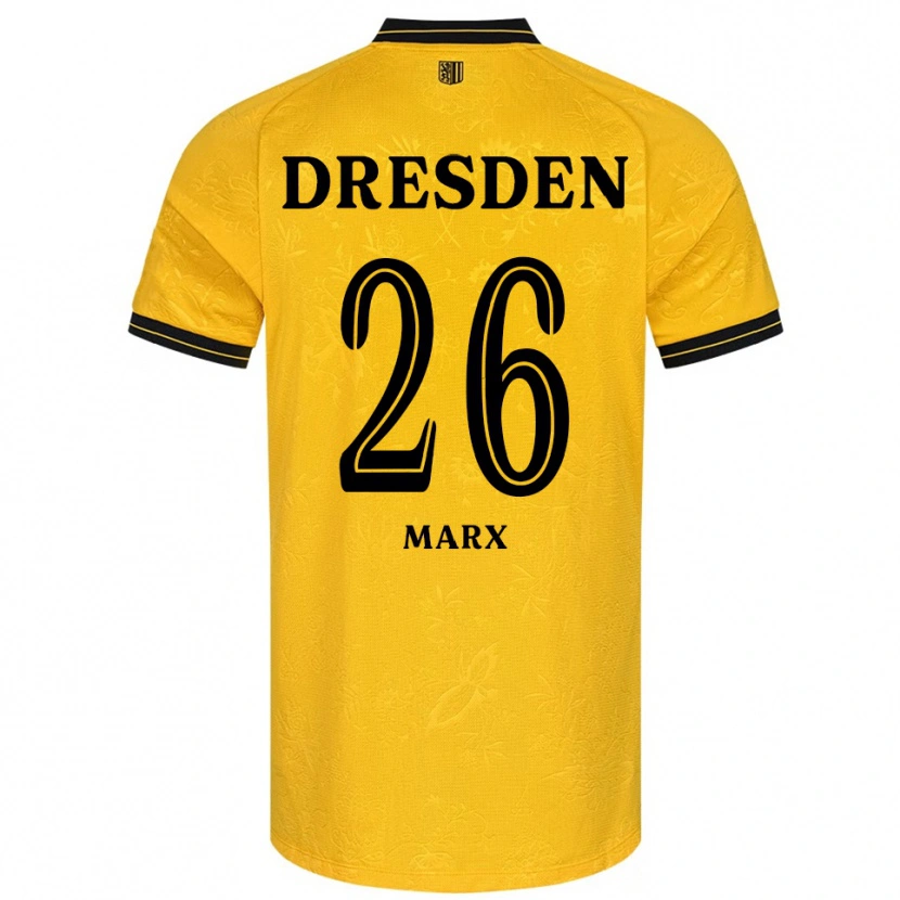Danxen Femme Maillot Jan-Hendrik Marx #26 Jaune Noir Tenues Domicile 2025/26 T-Shirt