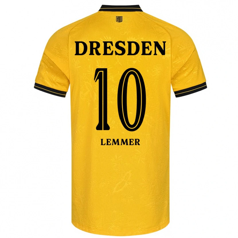 Danxen Femme Maillot Jakob Lemmer #10 Jaune Noir Tenues Domicile 2025/26 T-Shirt