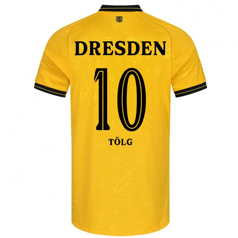 Danxen Femme Maillot Cedric Tölg #10 Jaune Noir Tenues Domicile 2025/26 T-Shirt