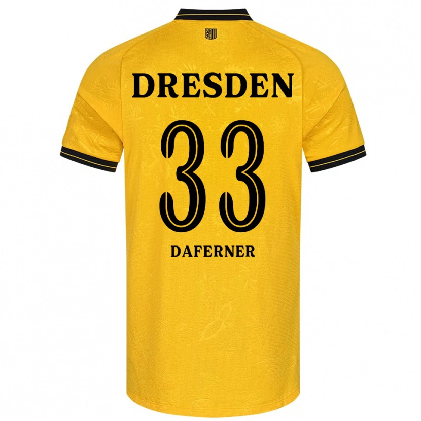 Danxen Femme Maillot Christoph Daferner #33 Jaune Noir Tenues Domicile 2025/26 T-Shirt
