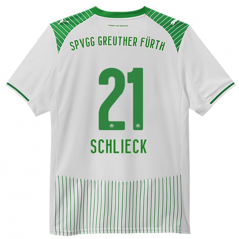 Danxen Femme Maillot Timo Schlieck #21 Blanc Vert Tenues Domicile 2025/26 T-Shirt
