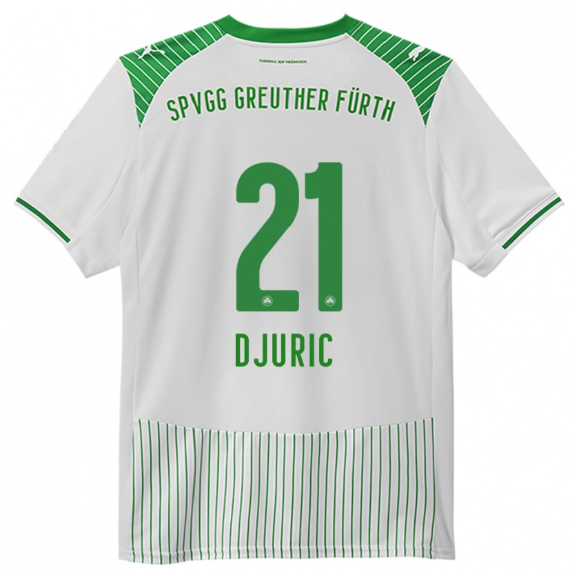 Danxen Femme Maillot Andrej Djuric #21 Blanc Vert Tenues Domicile 2025/26 T-Shirt
