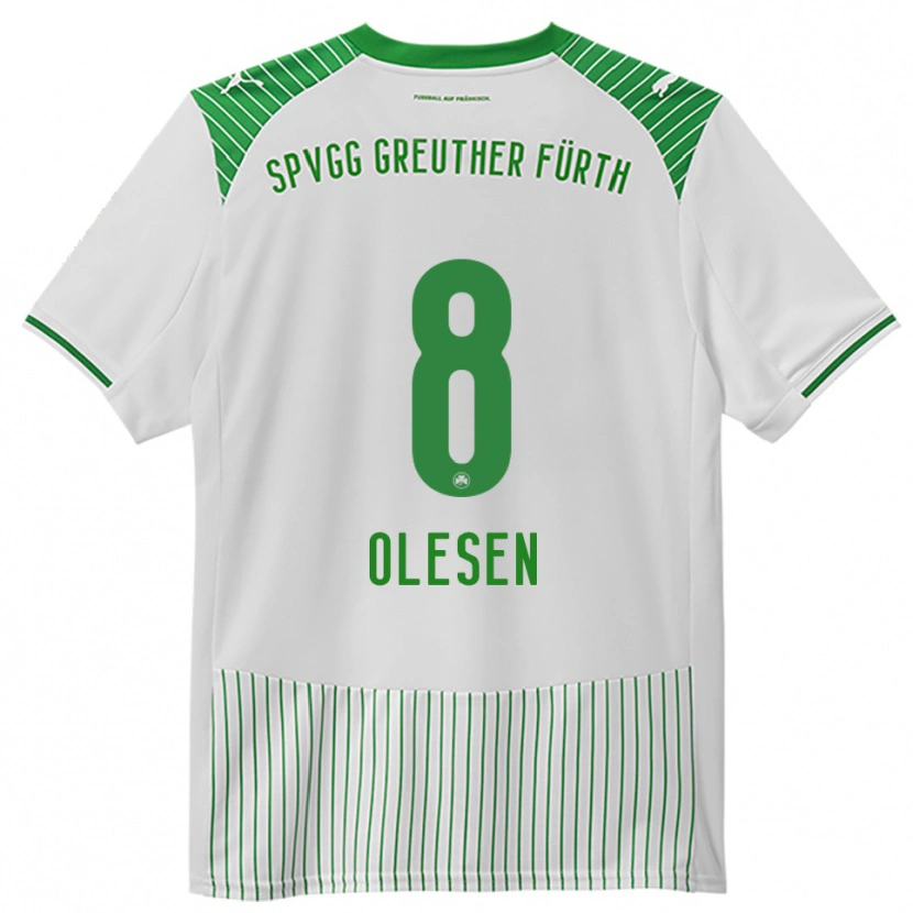 Danxen Femme Maillot Mathias Olesen #8 Blanc Vert Tenues Domicile 2025/26 T-Shirt