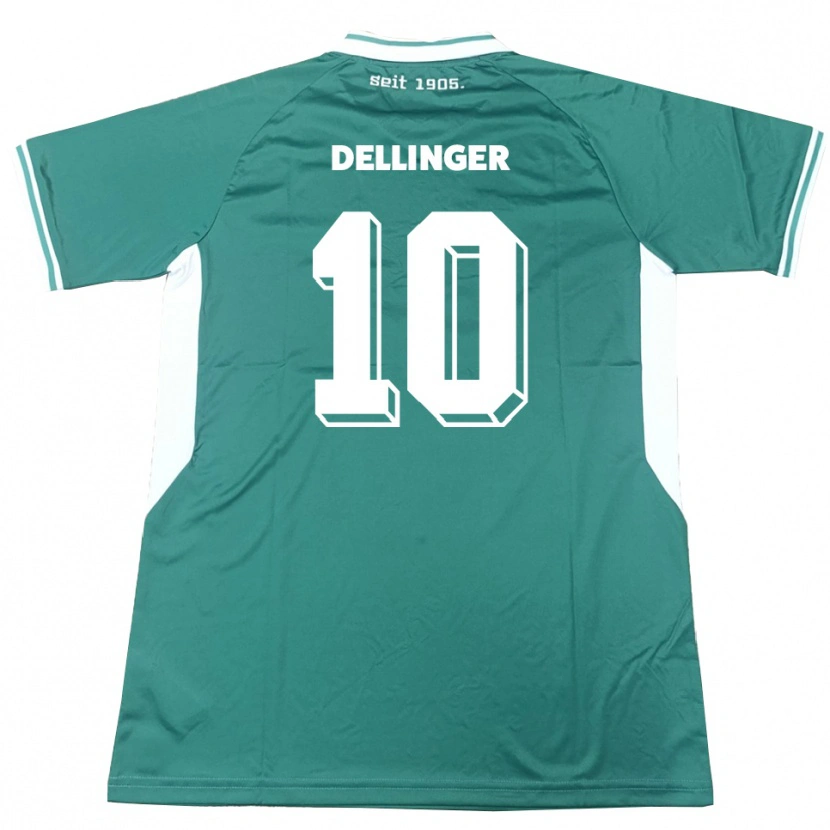 Danxen Femme Maillot Michael Dellinger #10 Vert Blanc Tenues Domicile 2025/26 T-Shirt