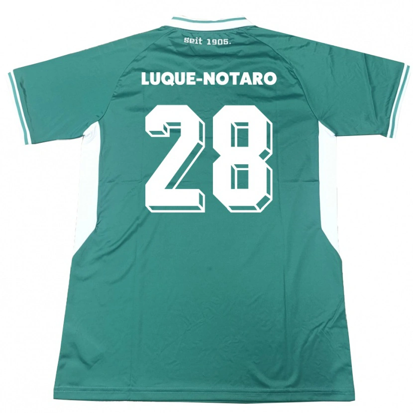 Danxen Femme Maillot Fabio Luque-Notaro #28 Vert Blanc Tenues Domicile 2025/26 T-Shirt