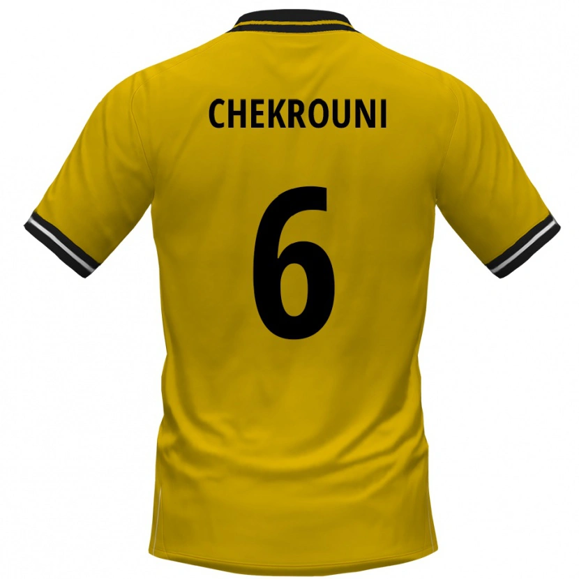 Danxen Femme Maillot Salim Chekrouni #6 Jaune Noir Tenues Domicile 2025/26 T-Shirt