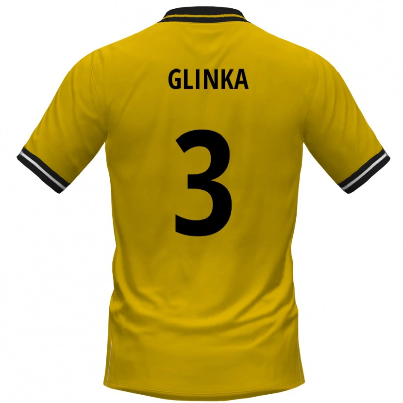 Danxen Femme Maillot Tim Glinka #3 Jaune Noir Tenues Domicile 2025/26 T-Shirt