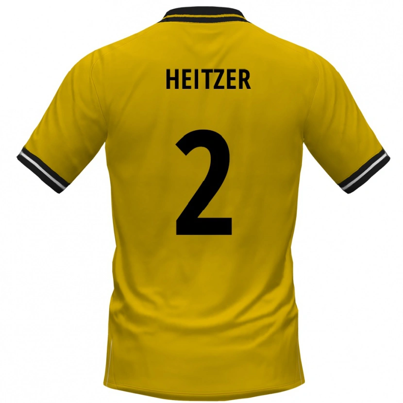 Danxen Femme Maillot Quentin Heitzer #2 Jaune Noir Tenues Domicile 2025/26 T-Shirt