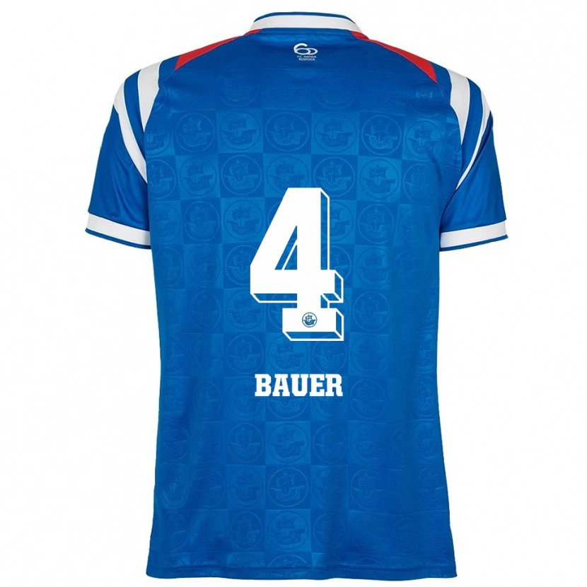 Danxen Femme Maillot Richard Bauer #4 Bleu Blanc Rouge Tenues Domicile 2025/26 T-Shirt