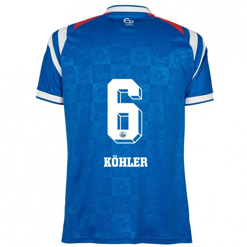 Danxen Femme Maillot Laurentia Köhler #6 Bleu Blanc Rouge Tenues Domicile 2025/26 T-Shirt