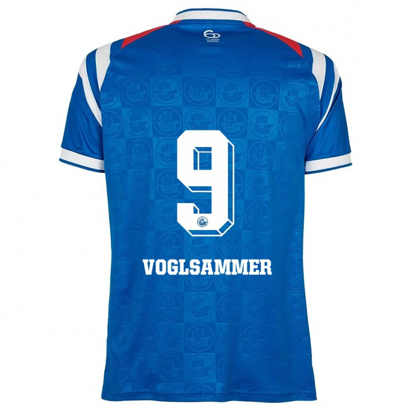 Danxen Femme Maillot Andreas Voglsammer #9 Bleu Blanc Rouge Tenues Domicile 2025/26 T-Shirt