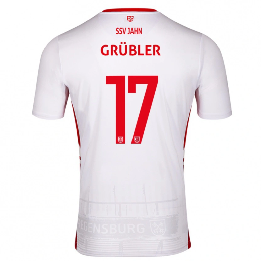 Danxen Femme Maillot David Grübler #17 Blanc Rouge Tenues Domicile 2025/26 T-Shirt