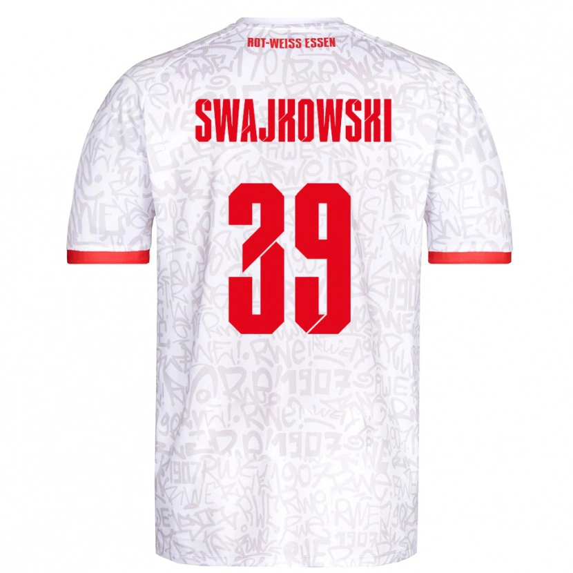 Danxen Femme Maillot Gianluca Swajkowski #39 Blanc Rouge Tenues Domicile 2025/26 T-Shirt