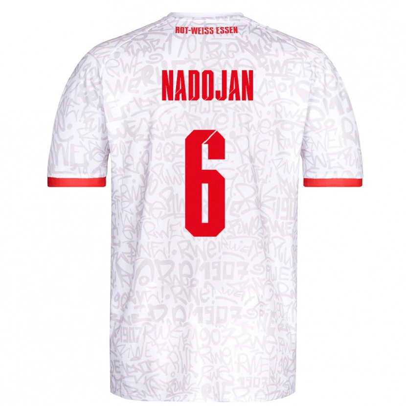 Danxen Femme Maillot Aslan Nadojan #6 Blanc Rouge Tenues Domicile 2025/26 T-Shirt
