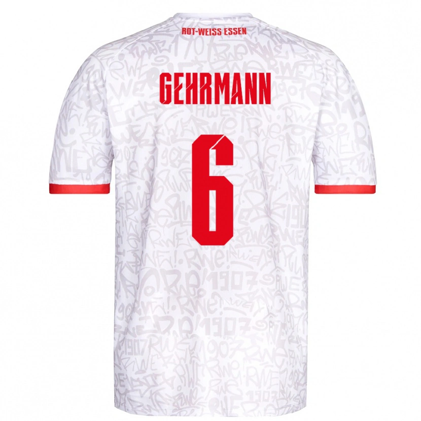 Danxen Femme Maillot Fabian Gehrmann #6 Blanc Rouge Tenues Domicile 2025/26 T-Shirt